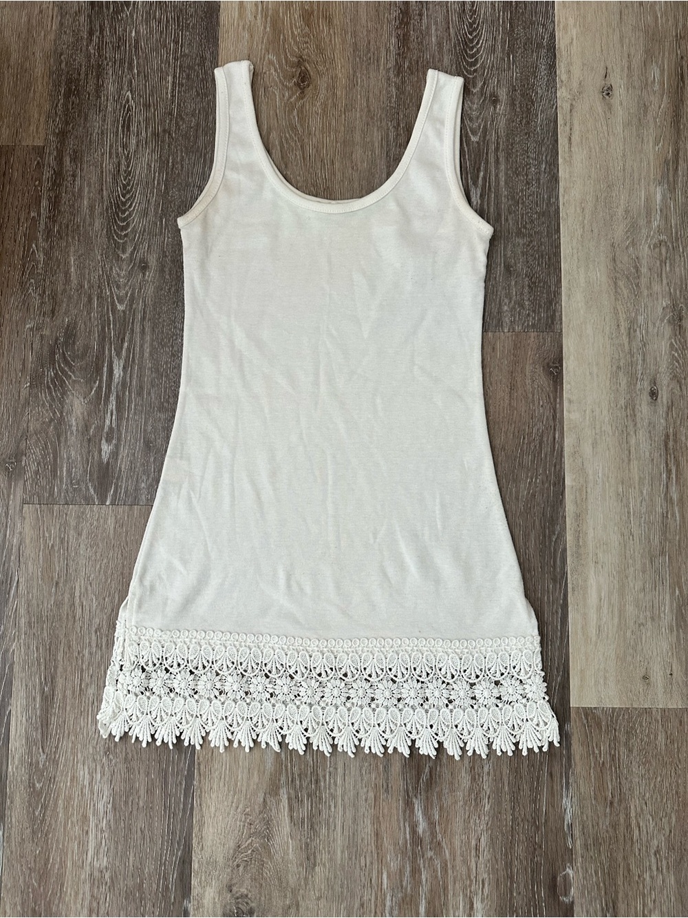 White Crochet Hem Tank Dress XS